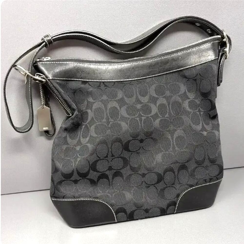 Vintage Black Coach Signature Chelsea Slim Hobo Bag